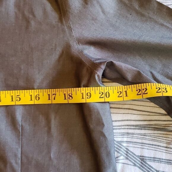 FOXCROFT Gray Office 3/4 Sleeve Non-Iron Fitted Collared Cotton Button-Up 12P - Picture 9 of 11